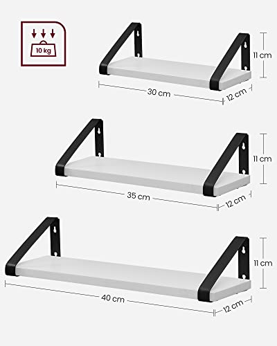 Industrial Design Floating Shelves Set of 3 Wall Mounted Sturdy Display Shelves for Living Room Bathroom Kitchen