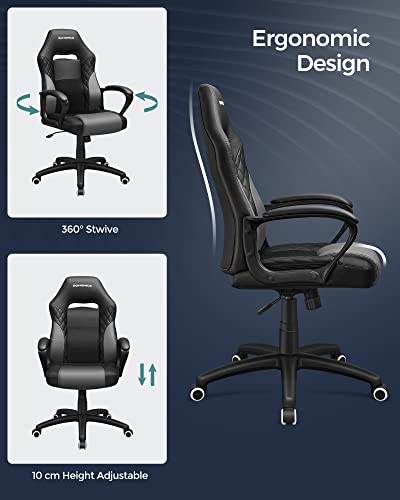 Racing Sport Office Chair with Tilt Function Computer Desk Swivel Chair PU Black-Grey