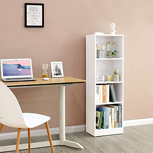 4-Tier Bookcase with Adjustable Shelves, Kid’s Bookshelf and Storage Unit for Study Home Office, 40 x 24 x 121.5 cm, White