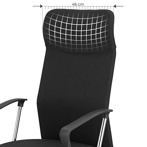 Office Chair Ergonomic Swivel Chair Padded Seat Fabric Cover Adjustable and Tiltable up to 120 kg Load Capacity Black