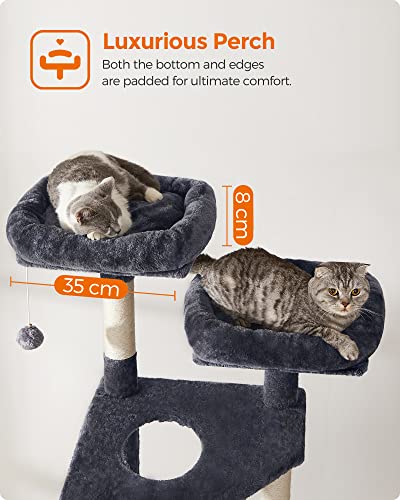 Cat Tree, Cat Tower 142 cm, Cat Activity Centre, Smoky Grey