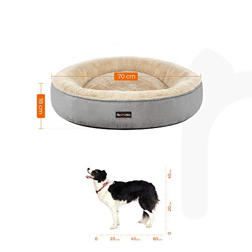 Dog Bed, Doughnut Cat Bed, Round, 70 cm Dia, Light Grey