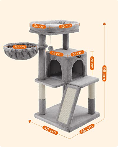 Cat Tree, Cat Tower, Widened Perch for Large Cats, Light Grey