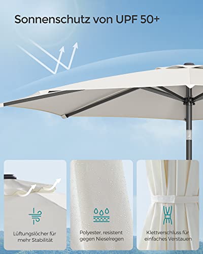 264 cm Garden Parasol Umbrella, UPF 50+, Sun Shade, 30° Tilt in 2 Directions, Crank Handle for Opening and Closing, for Outdoor Gardens Pool Balcony Patio, Base Not Included, Beige