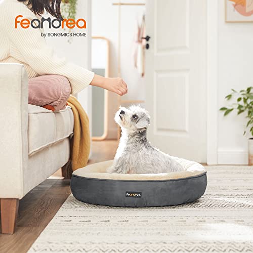 Dog Bed, Doughnut Cat Bed, Round, 60 cm Dia., Dark Grey