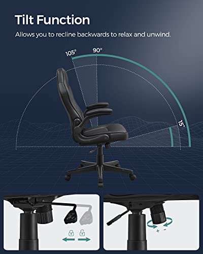 Ergonomic Desk Computer Chair Height Adjustable up to 150kg Load Capacity PU Leather Home Office Office Black