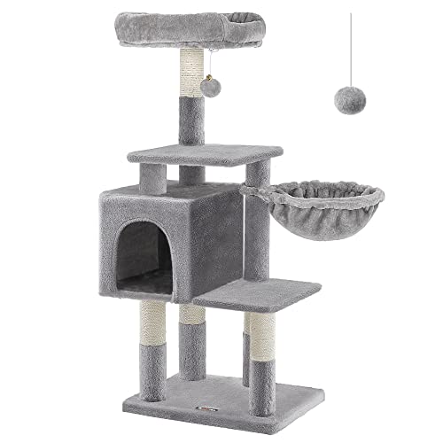 Multilevel Cat Tree, 110 cm Cat Tower, Cat Condo, Light Grey