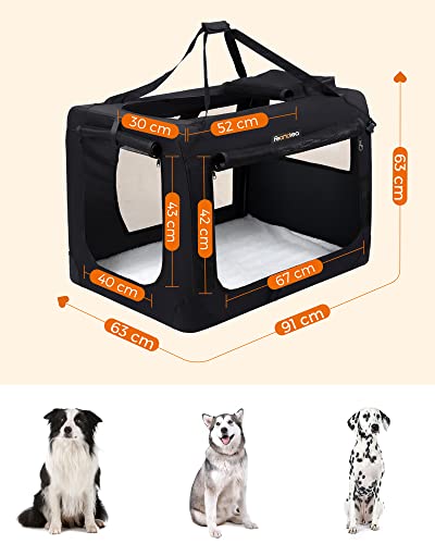 B00TI0V2XC Dog Box for Car, Dog Transport Box, Foldable Cat Box, Oxford Fabric, XXL, 91 x 63 x 63 cm, Black , 4700 g