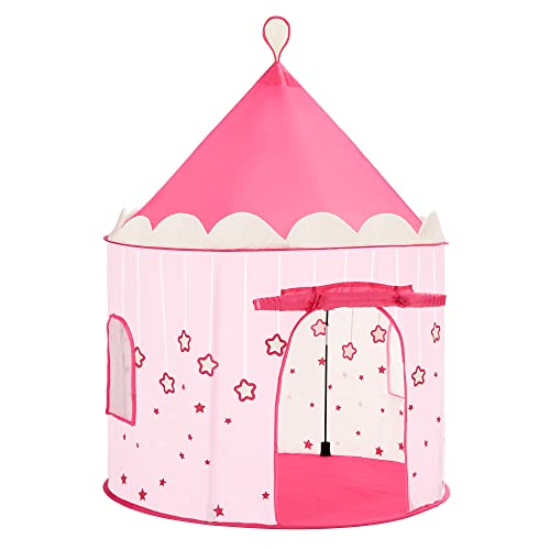 Princess Castle Play Tent for Girls Toddlers, Indoor and Outdoor Playhouse, Portable Pop Up Play Teepee, Gift for Kids, Pink