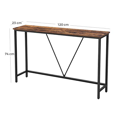 Console Table with Stable Steel Frame for Living Room Bedroom Entrance Industrial Style Vintage Brown and Black, Engineered Wood Alloy, 120 x 23 x 74 cm (L x W x H)