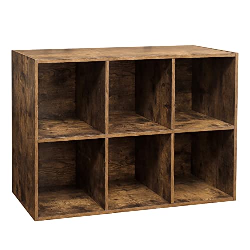 6-Cube Bookcase, Storage Unit, Display Rack for Trinkets, Souvenirs, Potted Plants, for Study Room, Office, Living Room, 65.5 x 30 x 97.5 cm, Rustic Brown