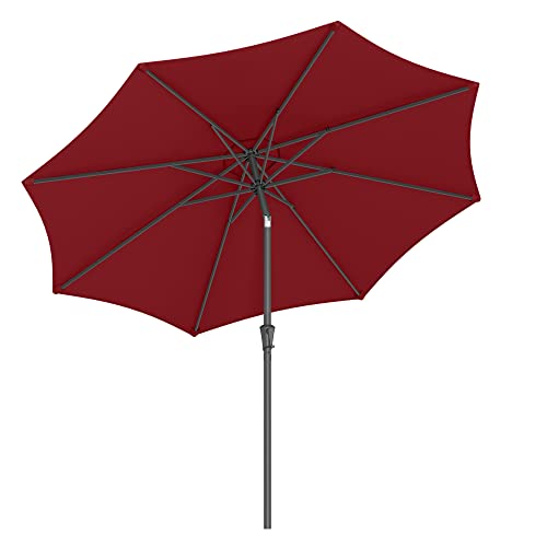 290 cm Garden Parasol Umbrella, UPF 50+, Sun Shade, 30° Tilt in 2 Directions, Crank Handle for Opening and Closing, for Outdoor Gardens Pool Balcony Patio, Base Not Included, Red