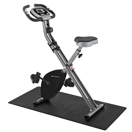 Exercise Bike, Fitness Bicycle, Foldable Indoor Trainer, 8 Magnetic Resistance Levels, with Floor Mat, Pulse Sensor, Phone Holder, 100 kg Max. Weight, Black