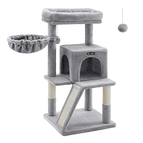 Cat Tree, Cat Tower, Widened Perch for Large Cats, Light Grey