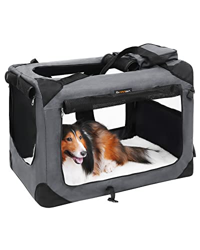 Dog Carrier, Folding Fabric Pet Carrier, 70 x 52 x 52 cm, Grey