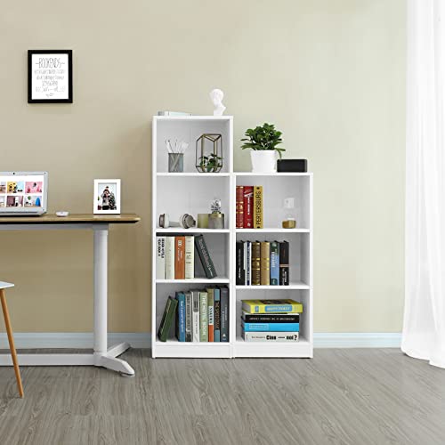 3-Tier Bookcase with Adjustable Shelves, Kid’s Bookshelf and Storage Unit for Study Home Office, 40 x 24 x 93 cm, White