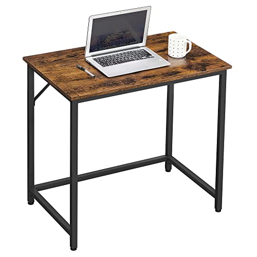 Writing Desk, Computer Desk, Small Office Table, 80 x 50 x 75 cm, Study, Home Office, Simple Assembly, Steel, Industrial Design, Rustic Brown and Black