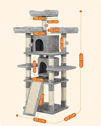 Cat Tree, Large Cat Tower, 172 cm, Light Grey