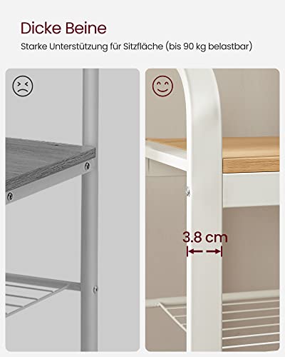 Coat Rack, Coat Stand with Shoe Storage Bench, 4-in-1 Design, with 9 Removable Hooks, a Clothes Rail, for Hallway, Entrance, 33.7 x 77 x 183 cm, Modern, Oak and Cream