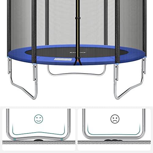 Trampoline 183 cm (6 ft), Outdoor Backyard Trampoline, TÜV Rheinland GS Certificate, with Enclosure Safety Net, Spring Cover Pad, Holds 100 kg, Black and Blue