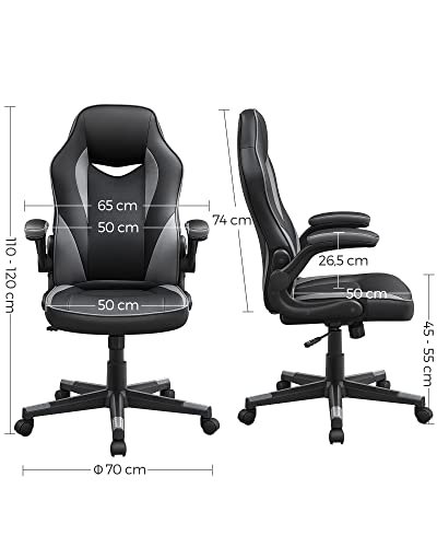 Office Chair, Ergonomic Desk Chair, Computer Chair, Height-Adjustable, 150 kg, PU Leather, Home Office, Black / Grey