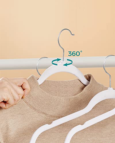 Velvet, Jacket Hanger, Heavy Duty, 360° rotatable Hook, ABS Plastic, Metal, White, 43.5 x 0.6 x 22.5 cm