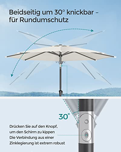 264 cm Garden Parasol Umbrella, UPF 50+, Sun Shade, 30° Tilt in 2 Directions, Crank Handle for Opening and Closing, for Outdoor Gardens Pool Balcony Patio, Base Not Included, Beige