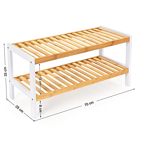 2-Tier Bamboo Shoe Rack, Storage Shelf, 70 x 26 x 33 cm