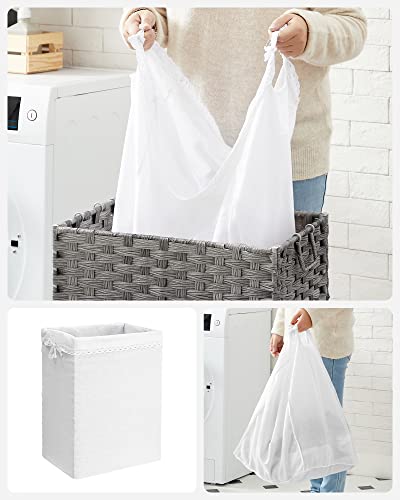 Laundry Basket 90 L with 2 Fabric Laundry Bags 3 Laundry Nets Handles Rattan Look