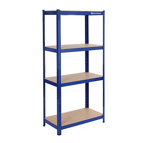 160 x 80 x 40 cm Heavy-Duty Shelving Rack - 520 kg Capacity - Boltless Steel Shelves - Blue