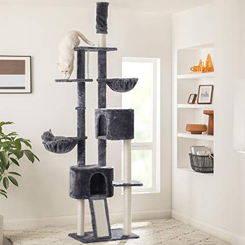 Floor-to-Ceiling Cat Tree, 2.4-2.6 m, Cat Tower, Smoky Grey