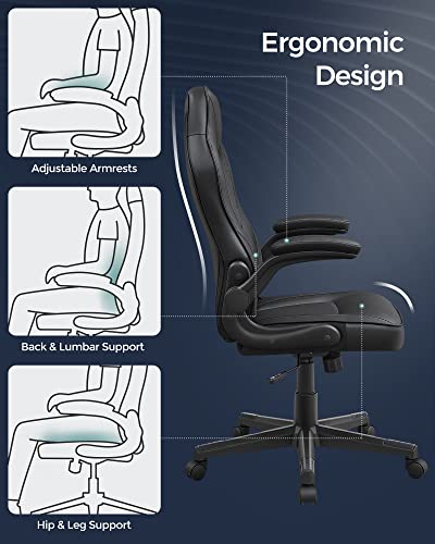 Ergonomic Desk Computer Chair Height Adjustable up to 150kg Load Capacity PU Leather Home Office Office Black