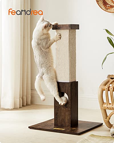 Cat Scratching Post, Scratching Post Made of Natural Sisal Rope, Scratching Post with Plush Toy Ball, Scratch Protection for Furniture, 73 cm High, Vintage Brown