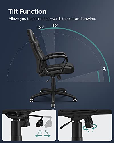 Racing Sport Office Chair with Tilt Function Computer Desk Swivel Chair PU Black