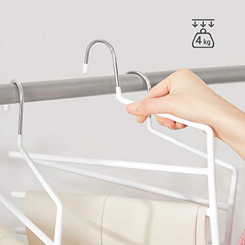 Trousers Hangers, 5-Bar Clothes Hangers, Set of 4, Space-Saving, Open-Ended, Non-Slip Trousers Organisers for Jeans Towels Scarves, White