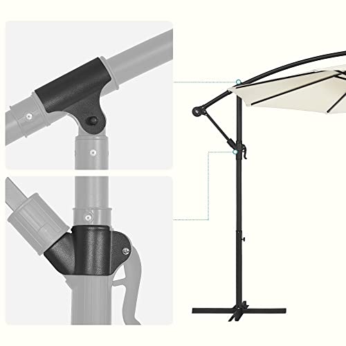 Cantilever Garden Patio Umbrella with Base, 3 m Offset Parasol, Banana Hanging Umbrella, Sunshade with Protection UPF 50+, Crank for Opening Closing, Beige