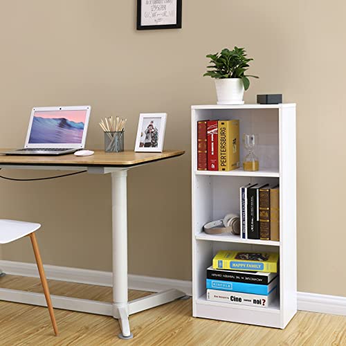 3-Tier Bookcase with Adjustable Shelves, Kid’s Bookshelf and Storage Unit for Study Home Office, 40 x 24 x 93 cm, White