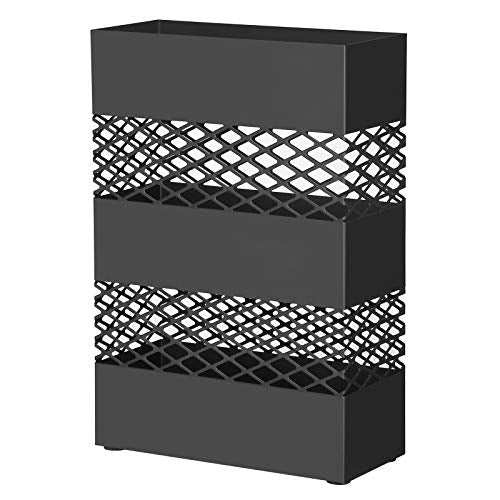 Metal Umbrella Stand, Rectangular Umbrella Holder Rack, with Removable Drip Tray, Lattice Cutouts, Black U