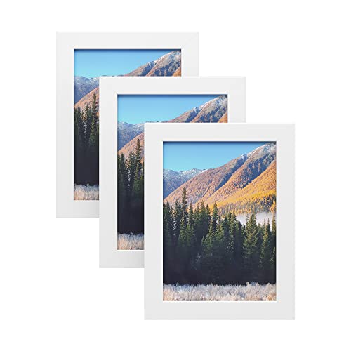 Picture Frames Set of 3 Collage Photo Frames for 5"x7" (13x18 cm) Photos, MDF, Glass Front White