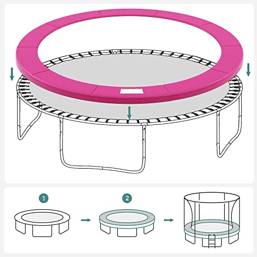 Replacement Trampoline Safety Pad Mat, Standard Spring Cover for 12 ft Trampolines, 366 cm in Diameter, 30 cm Wide, UV-Resistant, Tear-Resistant, Edge Protection, Pink