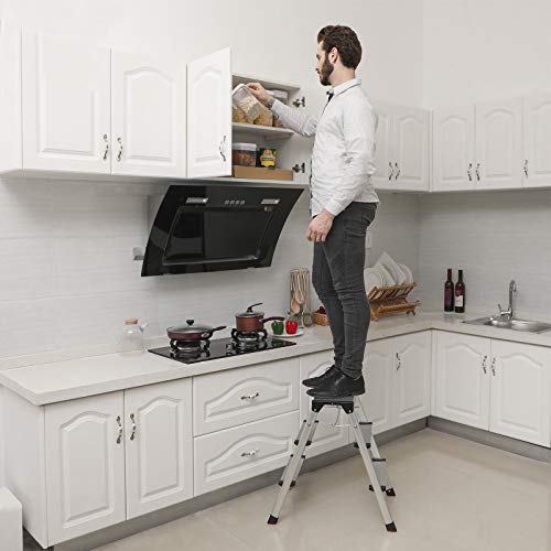 Alu Step Ladder, Household Ladder, Light Weight 3 kg, Folding Multi-Purpose Steps on Both Sides 2 x 3 Stages