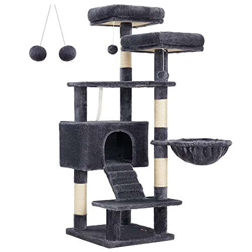 Cat Tree, Cat Tower 142 cm, Cat Activity Centre, Smoky Grey