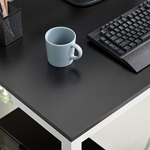 Computer Desk, Writing Table with Large Desktop, Stable Office Desk, Modern Dining Table, Home Office, Easy Assembly, 120 x 60 x 76 cm (L x W x H), Black, White