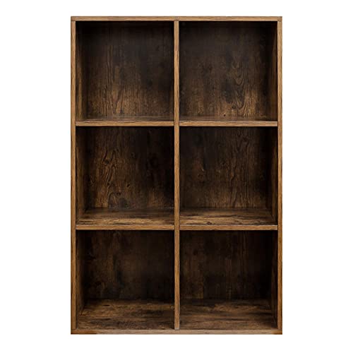 6-Cube Bookcase, Storage Unit, Display Rack for Trinkets, Souvenirs, Potted Plants, for Study Room, Office, Living Room, 65.5 x 30 x 97.5 cm, Rustic Brown