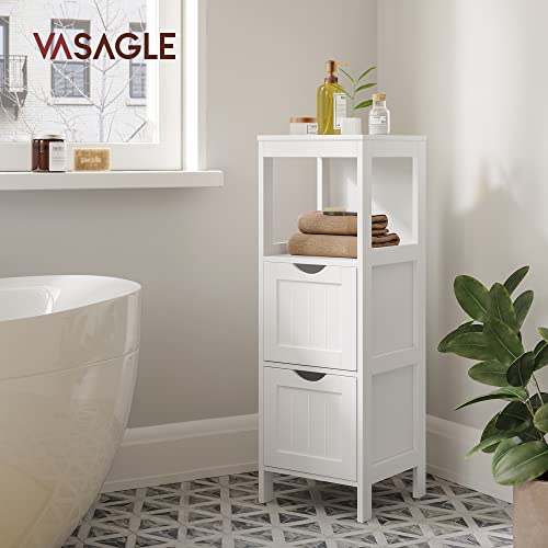 Corner Bedside Table Medicine Cabinet Storage for Bathroom Wooden 1 Open Compartment 2 Drawers Feet Country House Style White, MDF panels, 30 x 89 x 30 cm