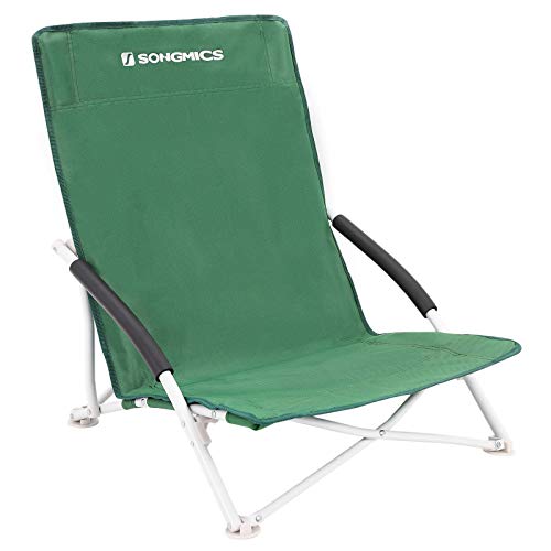 Camping Beach Chair Foldable Load Capacity 140 kg Robust 600D Oxford Fabric Green 64 x 56 x 53 cm , Textile, 56 x 53 x 64 cm