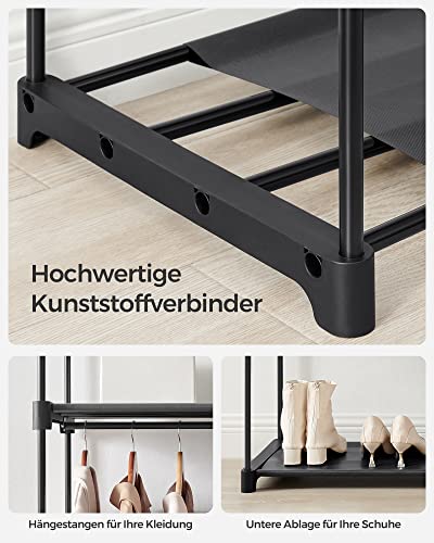 Wardrobe, Clothes Storage Wardrobe for Bedroom with 2 Clothes Rails, Fabric Portable Wardrobe, Collapsible, Clothes Rack, for Closet, 43 x 140 x 174 cm, Black