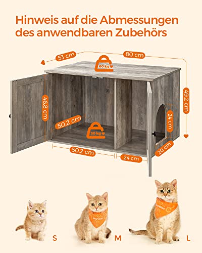 Greige  Cat Litter Tray Cabinet with Doors for Cat Litter Tray Cat House Easy Assembly