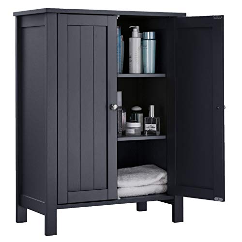 Freestanding Bathroom Cabinet Storage Cupboard Unit with 2 Doors and 2 Adjustable Shelves, Grey