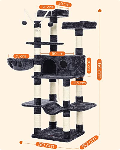 Cat Tree, XXL Cat Condo, 164 cm, Smoky Grey